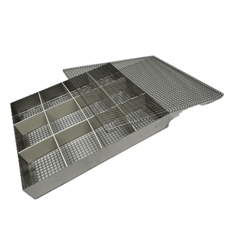 Basket (A05) and cover (A06) for separate cleaning and drying of small SCBA parts.