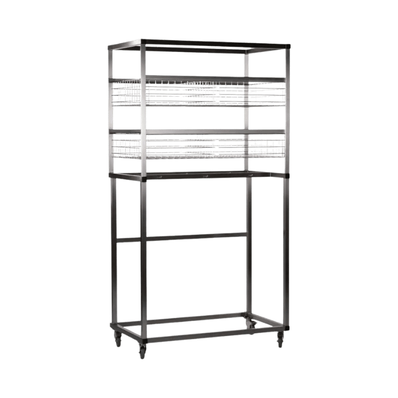 Hybrid trolley for drying 6 SCBA sets and 4 baskets inside the F12 drying cabinet.